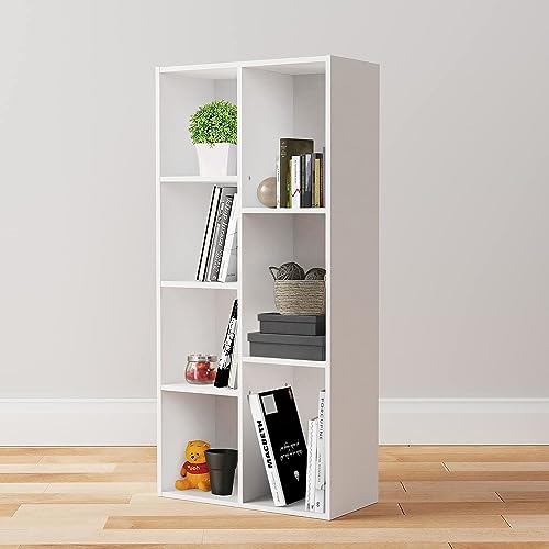 Amazon Basics Bibliothèque 7 Compartiments, Étagère Bureau Salon Chambre à Coucher, Blanc 50x24x106 cm, Certifiée FSC