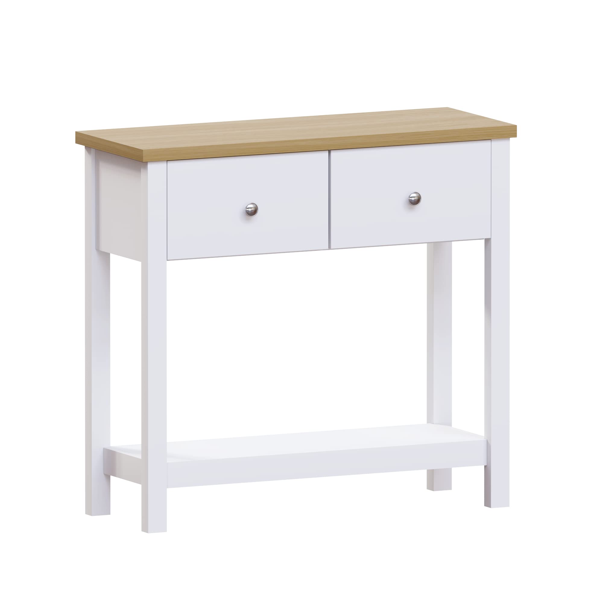 Vida Designs - Table de console Arlington 2 tiroirs bois d'ingénierie blanc et chêne | Élégant meuble salon | Idéal pour