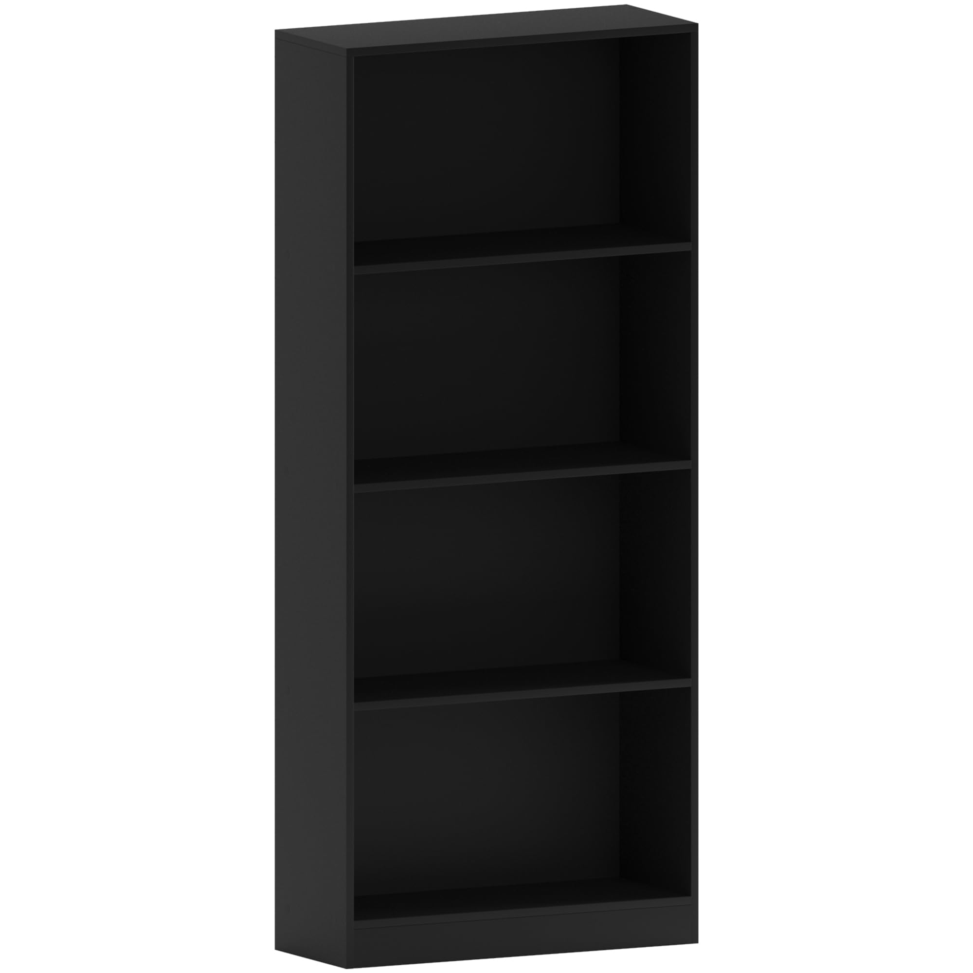 Vida Designs Bibliothèque 4 Niveaux en Bois Noir, Hêtre, 140x60x24 cm – Grande Capacité de Stockage pour Maison et Burea
