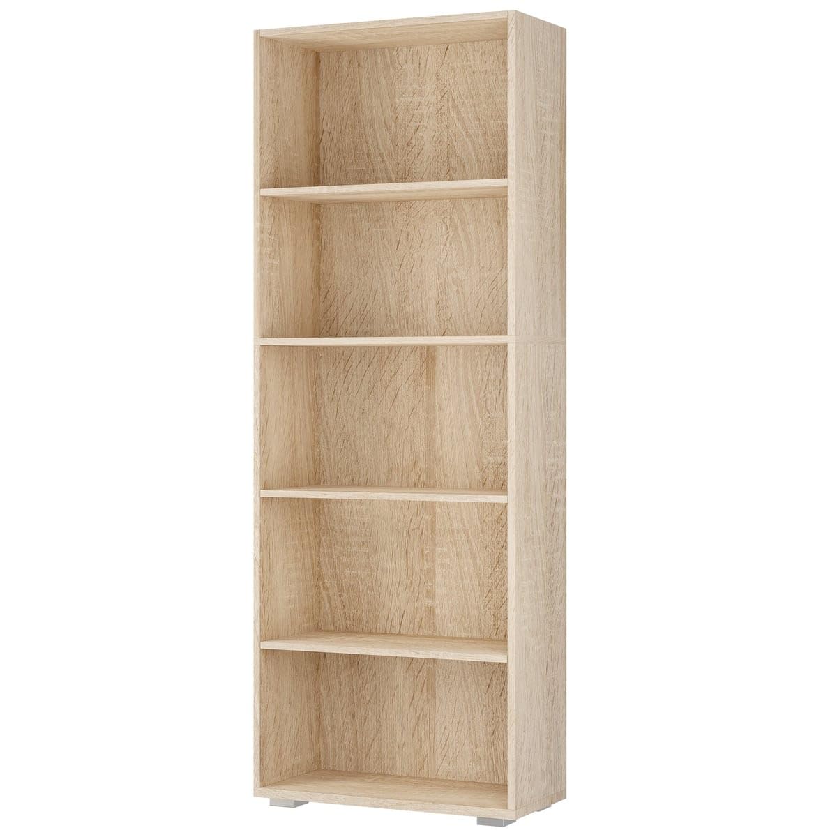 Casaria® Étagère bibliothèque chêne multifonctionnelle pour salon, bureau et chambre Vela 5 compartiments